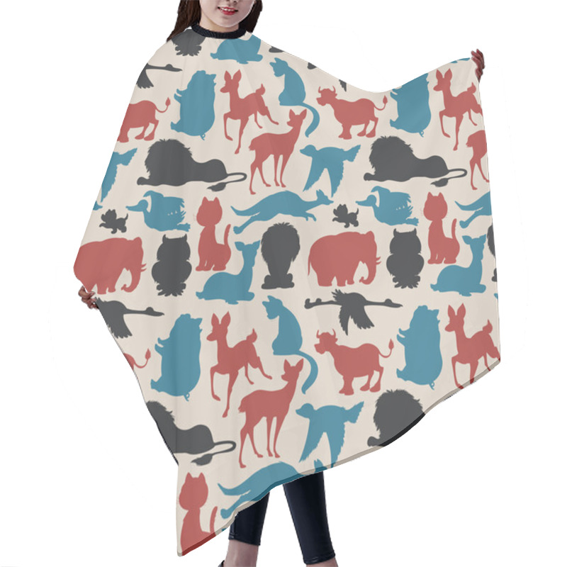 Personality  Seamless Animals Silhouettes Hair Cutting Cape