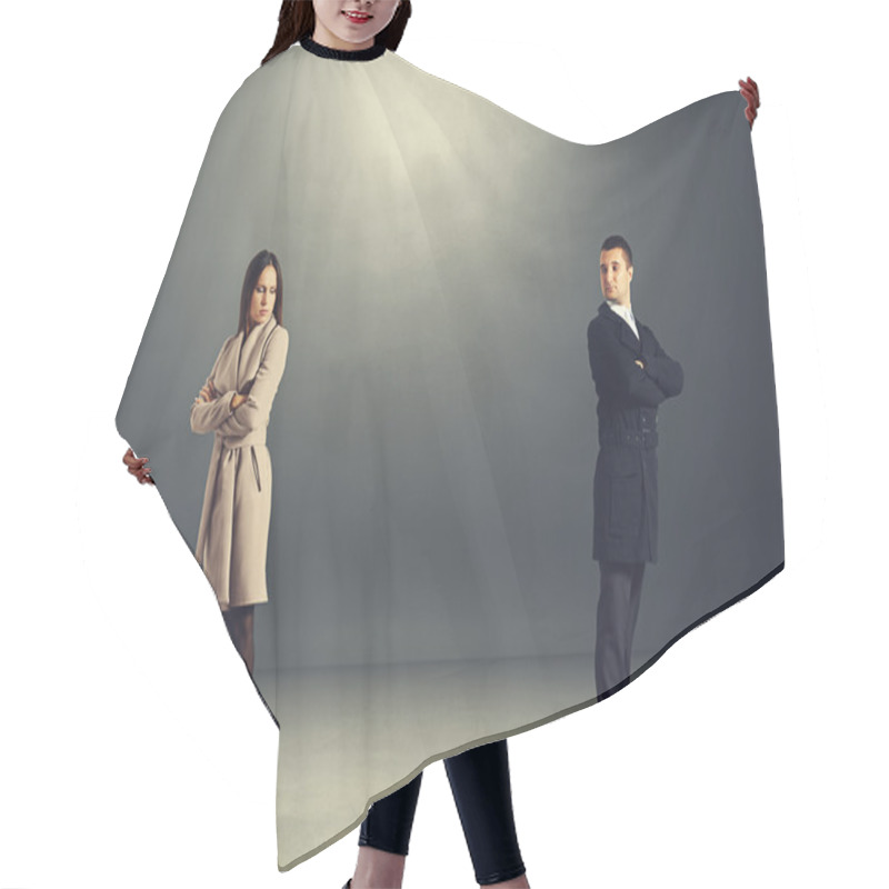 Personality  Man And Woman In Quarrel Hair Cutting Cape