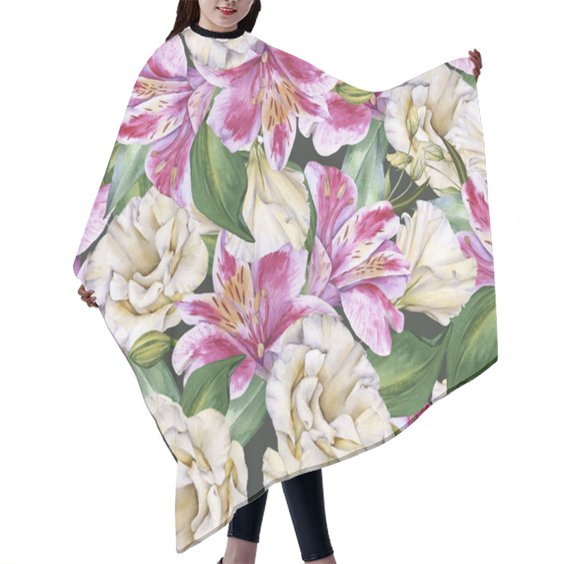 Personality  Background Of Orchid Flowers. Seamless Pattern. Hair Cutting Cape