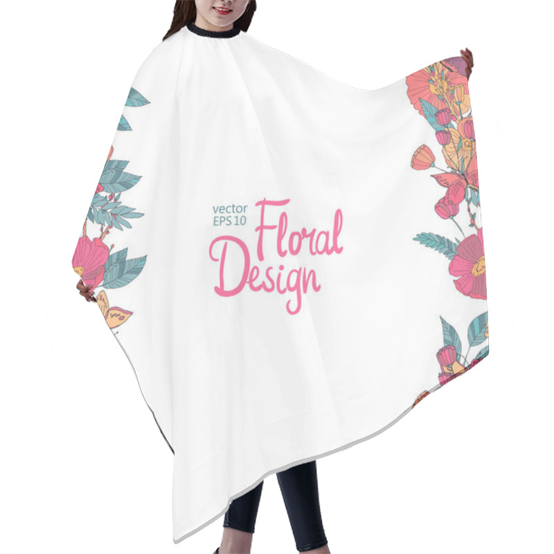 Personality  Floral Border With Flowers Berries And Butterfly Hair Cutting Cape