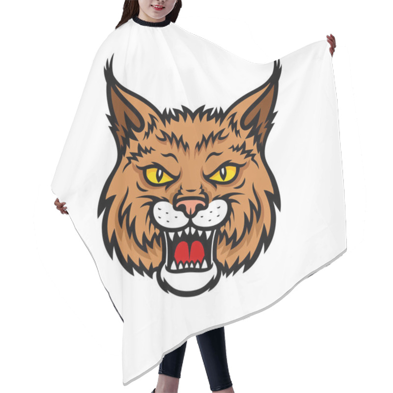 Personality  Bobcat Lynx Head Muzzle Vector Mascot Icon Hair Cutting Cape