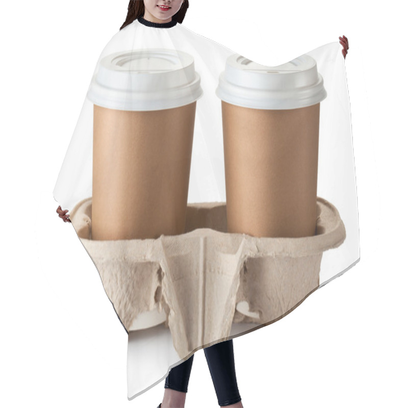 Personality  Two Take-out Coffee In Holder Hair Cutting Cape