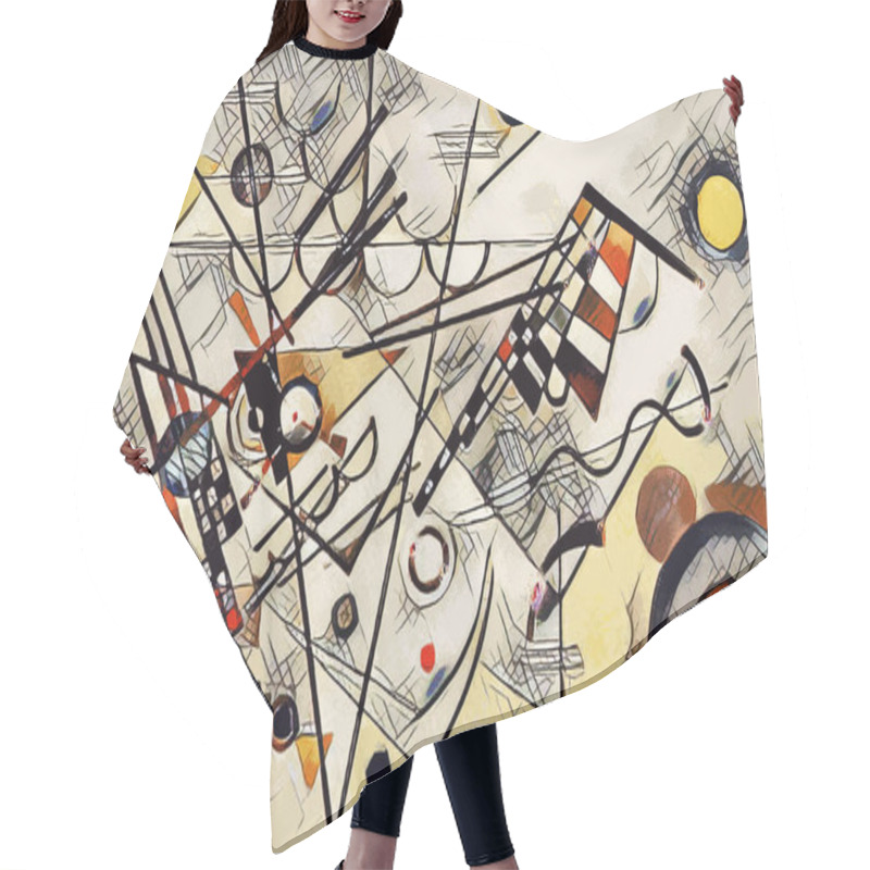 Personality  Fashionable Card With Abstract Shapes For Printing. Use For Cover, Wallpaper, Wall Art. Inspiration By Kandinsky's Art. Hair Cutting Cape