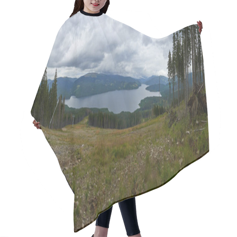 Personality  Landscape With A Lake In The Distance Between Mountains Hair Cutting Cape