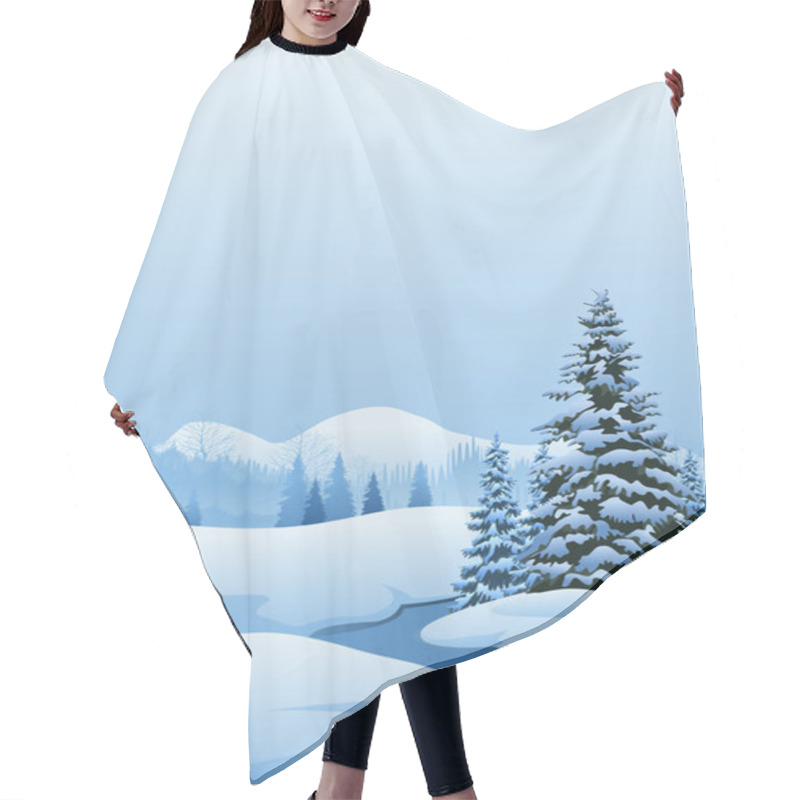 Personality  Beautiful Winter Landscape Hair Cutting Cape