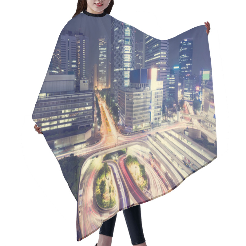 Personality  Illuminated Traffic In Tokyo From Above At Night Hair Cutting Cape