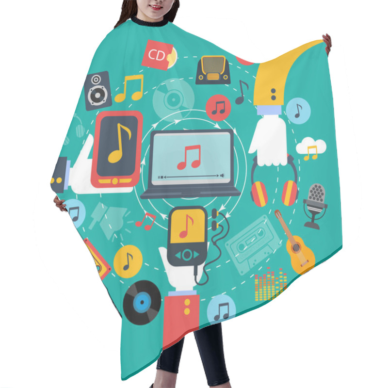 Personality  Music Apps Concept Poster Print Hair Cutting Cape