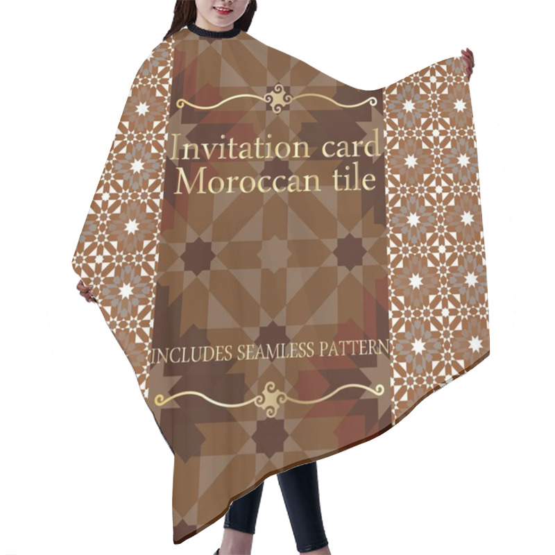 Personality  Invitation Card Pattern With Islamic Morocco Ornament. Includes Seamless Pattern. RGB Hair Cutting Cape