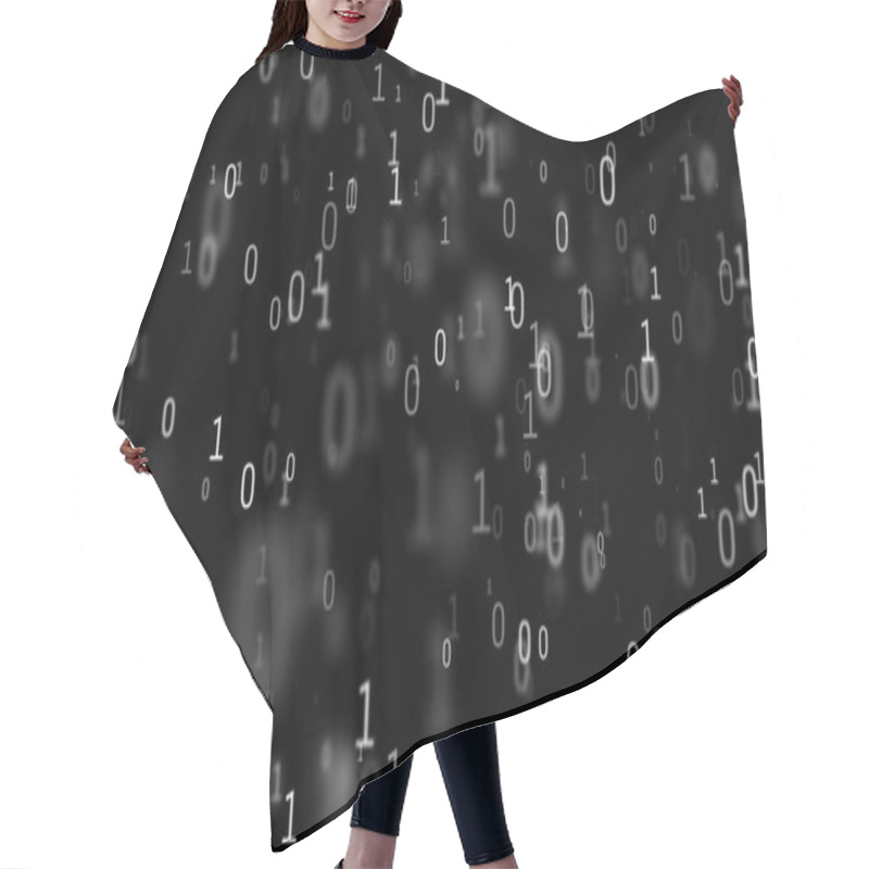 Personality  01 Or Binary Numbers On The Computer Screen On Monitor Matrix Background, Digital Data Code In Hacker Or Safety Security Technology Concept. Abstract Illustration Hair Cutting Cape