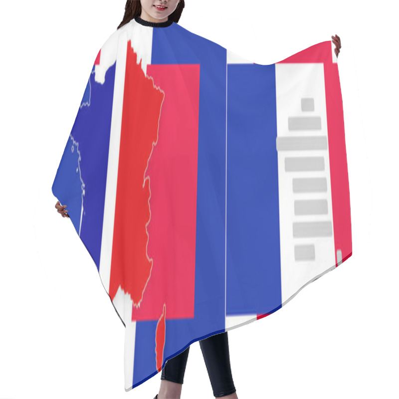 Personality  Creative Background Theme France With Rounded Because Simplified Outline Silhouette Map Of France, French Vibrant National Colors Of The French Flag Hair Cutting Cape