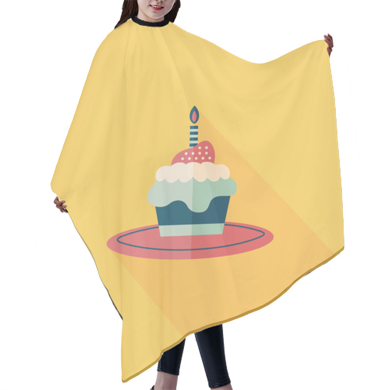 Personality  Birthday Cake Flat Icon With Long Shadow,eps10 Hair Cutting Cape