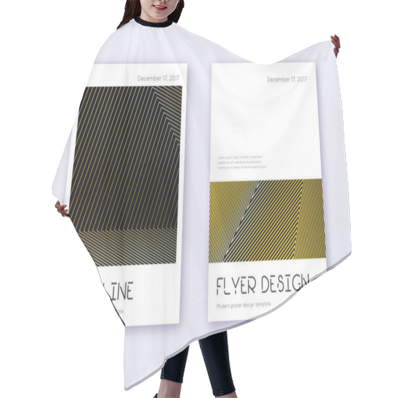 Personality  Minimal Cover Design Template Set. Gold Abstract L Hair Cutting Cape