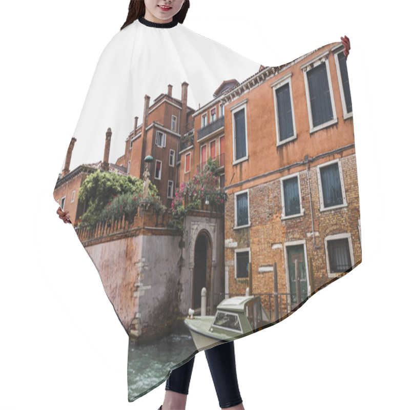 Personality  Canal, Motor Boat And Ancient Buildings In Venice, Italy  Hair Cutting Cape