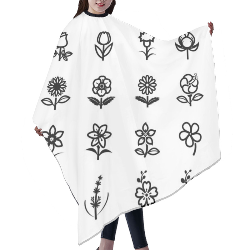 Personality  Flower Icons For Pattern With White Background Hair Cutting Cape