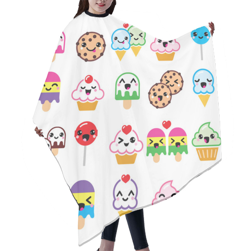 Personality  Cute Kawaii Food Characters - Cupcake, Ice-cream, Cookie, Lollipop Icons Hair Cutting Cape