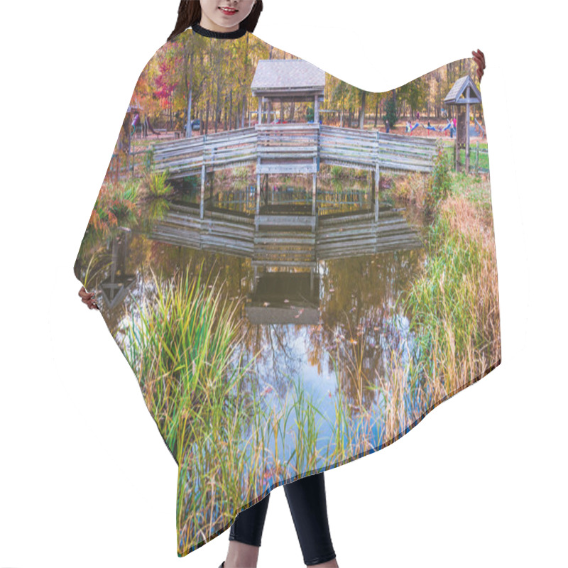 Personality  Wooden Bridge Over Small Pond In Leesylvania State Park, Virgini Hair Cutting Cape