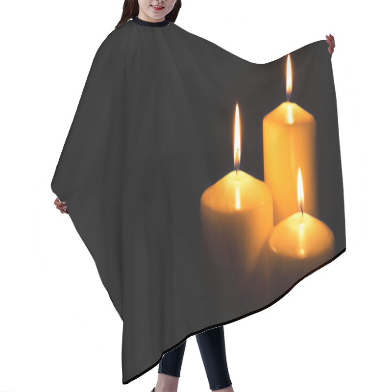 Personality  Flame Candles Isolated On Black Background. Hair Cutting Cape