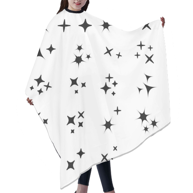 Personality  Sparkles White Line Collection. Sparks Icons Set Hair Cutting Cape