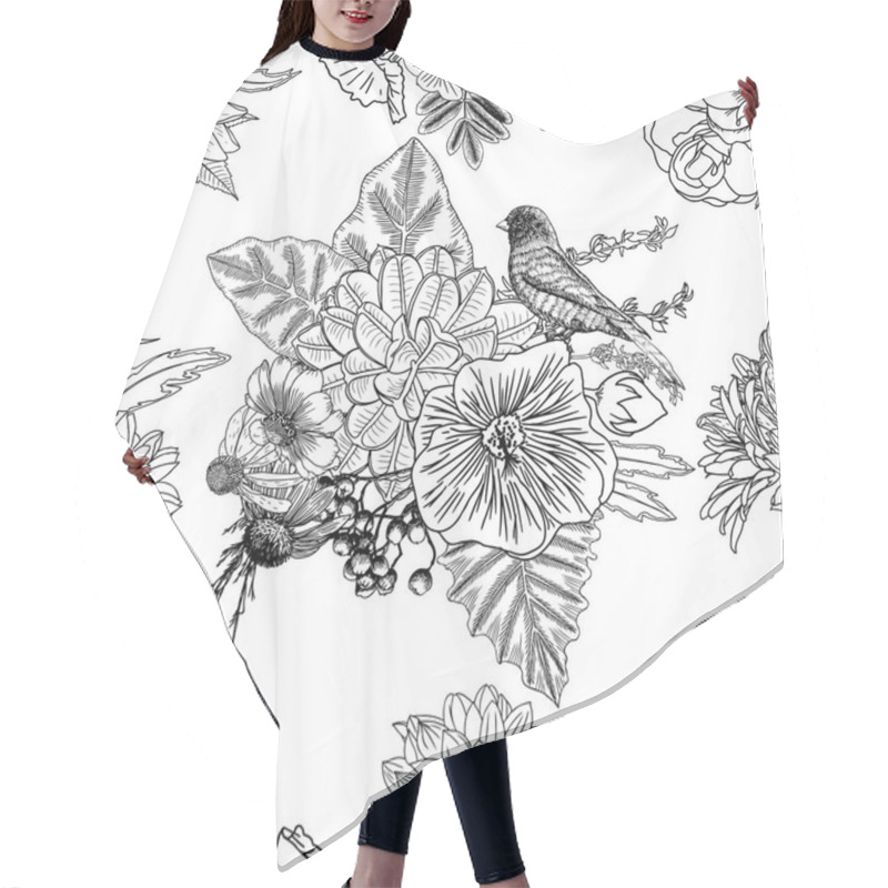 Personality  Bird And Flowers Seamless Pattern Hair Cutting Cape