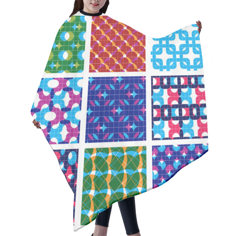 Personality  Set Of  Grate Seamless Patterns Hair Cutting Cape