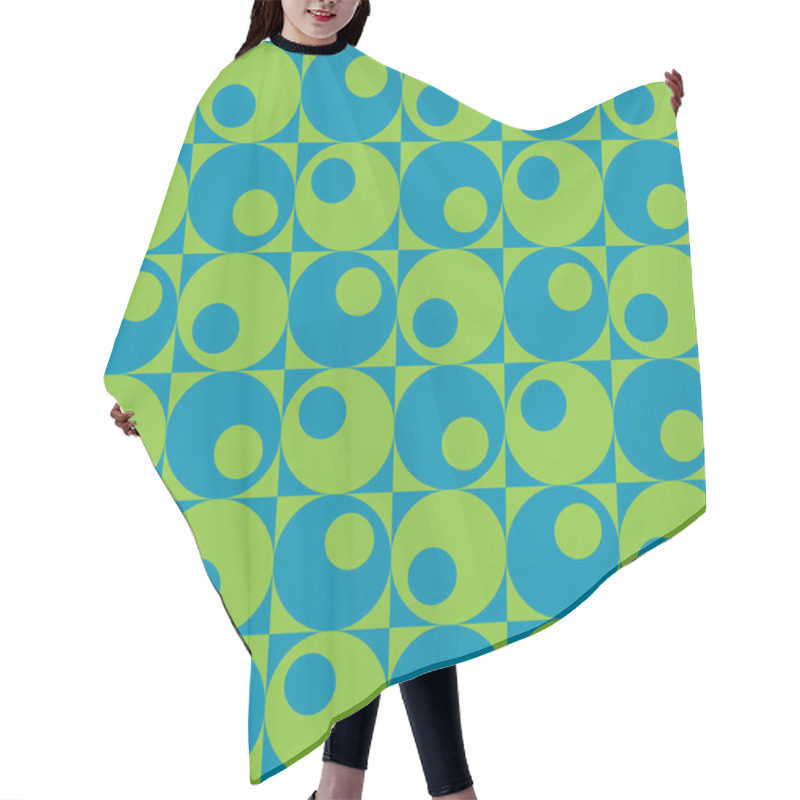 Personality  Circles In Squares Pattern In Blue And Green Hair Cutting Cape