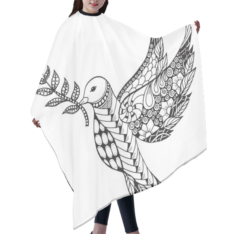 Personality  Zentangle Stylized Peace Dove With Olive Branch For International Peace Day. Ornate Vector Illustration. Hair Cutting Cape