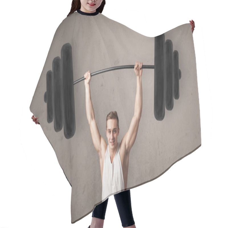 Personality  Muscular Man Lifting Weights Hair Cutting Cape