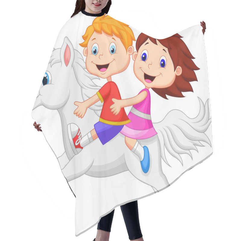 Personality  Boy And Girl Riding A White Horse Hair Cutting Cape