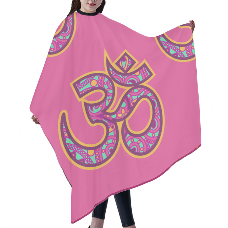 Personality  Ohm Pattern On Pink Hair Cutting Cape