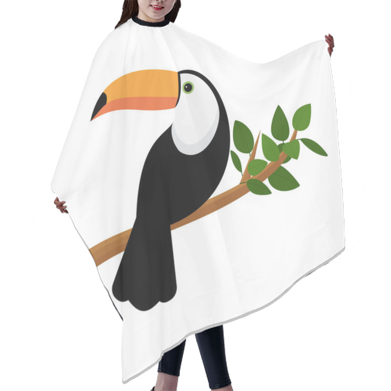 Personality  Vector Image Of A Bright Tropical Toucan Bird On A White Background. Colorful Icon Of Tropical Nature. Eps 10 Hair Cutting Cape