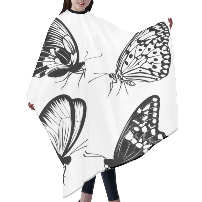 Personality  Set Black White Butterflies Of A Tattoo Hair Cutting Cape