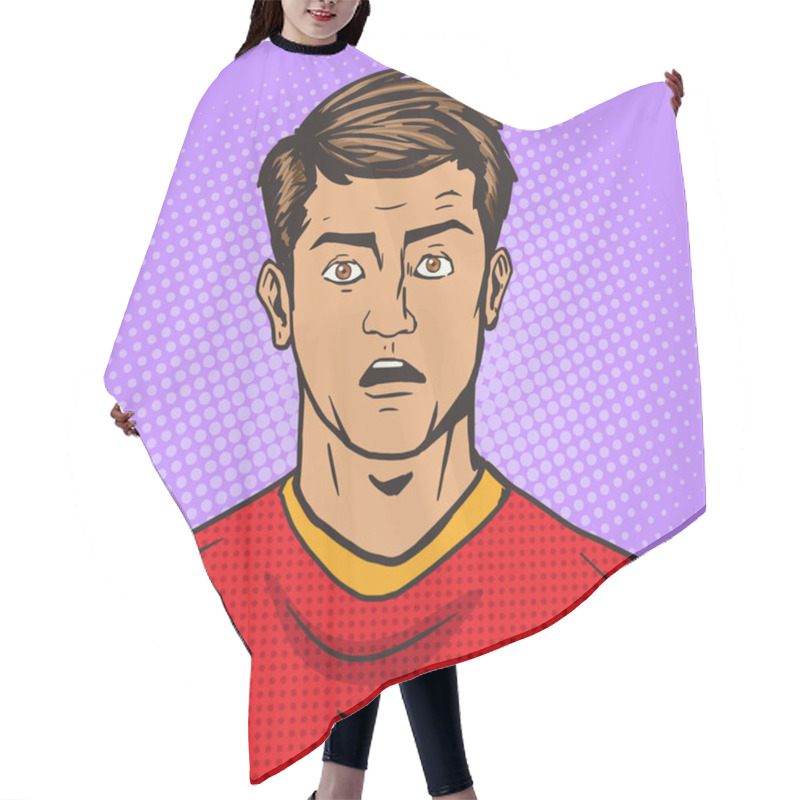 Personality  Surprised Man Pop Art Style Vector Illustration Hair Cutting Cape