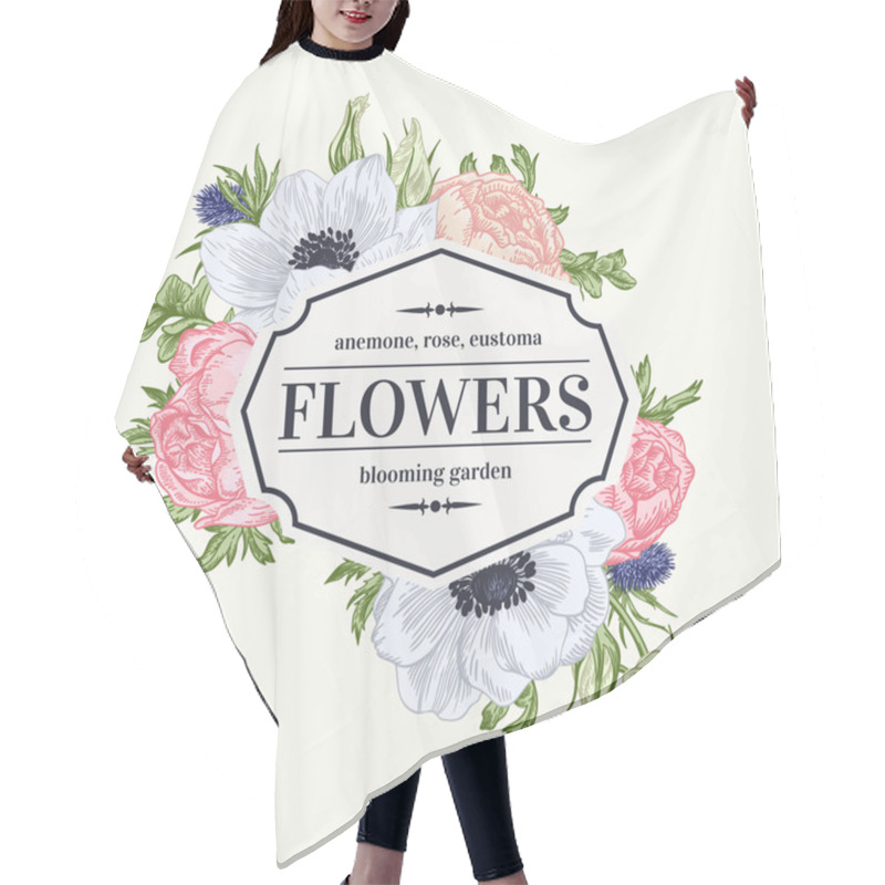 Personality  Frame With Summer Flowers. Hair Cutting Cape