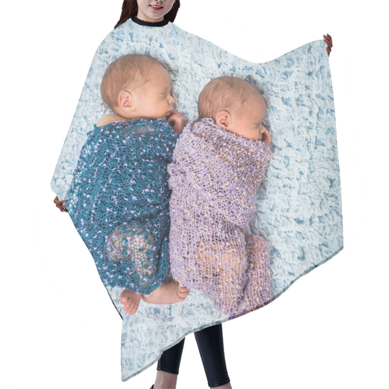 Personality  Newborn Twins  Sleeping On A Blanket Hair Cutting Cape