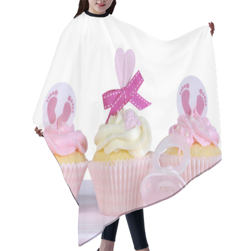 Personality  Three Baby Girl Cupcakes Against A White Background  Hair Cutting Cape