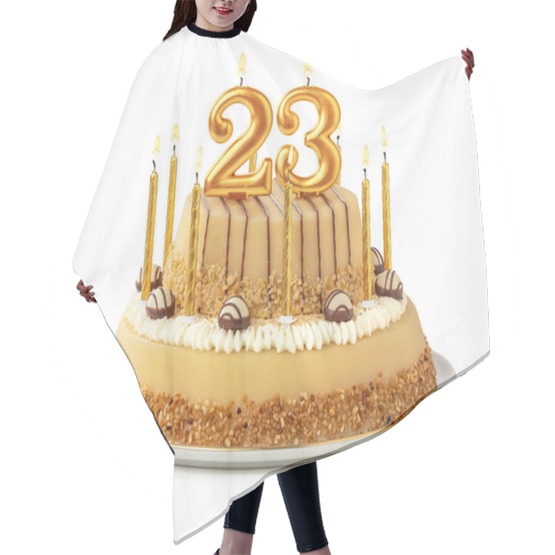 Personality  Festive Cake With Golden Candles - Number 23 Hair Cutting Cape