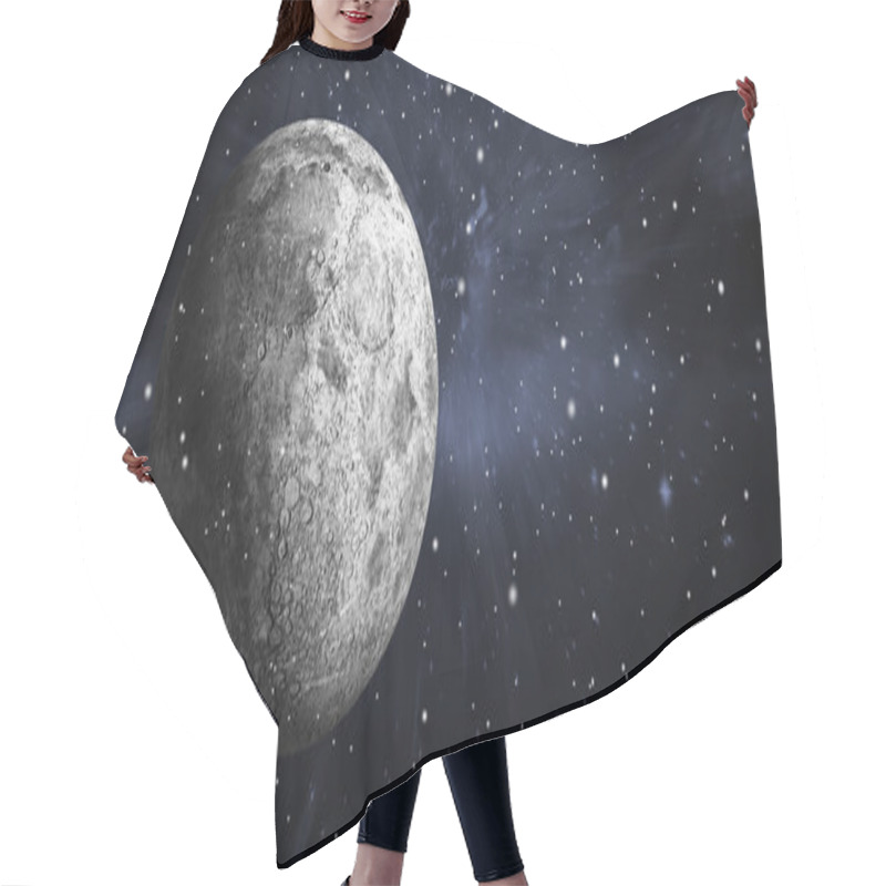 Personality  Full Grey Moon Against Outer Space Hair Cutting Cape