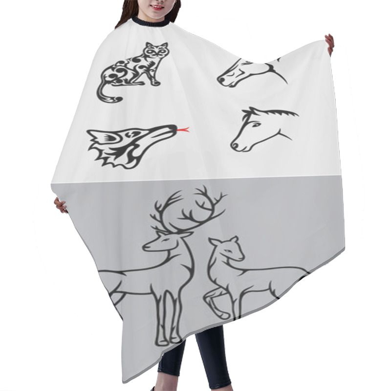 Personality  Animal Set Vector Hair Cutting Cape