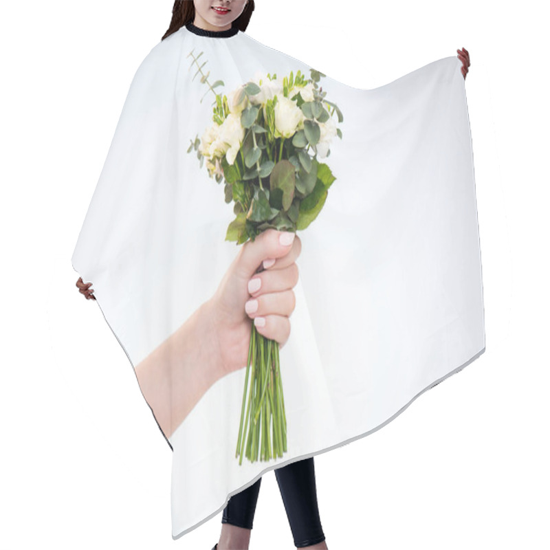 Personality  Hand Holding Flowers Hair Cutting Cape