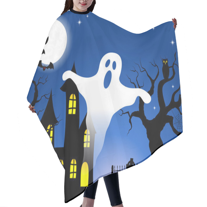 Personality  Haunted House In A Full Moon Night Hair Cutting Cape