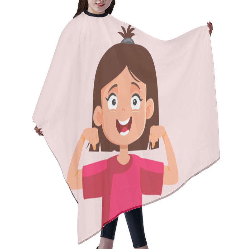 Personality  Cheerful Super Strong Girl Vector Cartoon Character Hair Cutting Cape