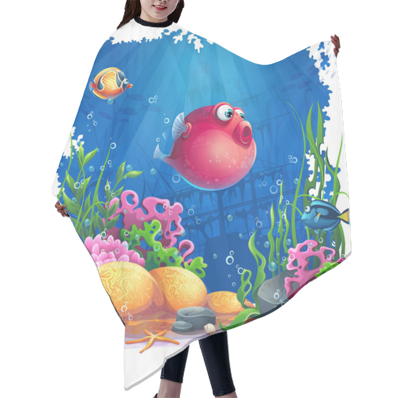 Personality  Vector Image Background The Marine Life Landscape Hair Cutting Cape