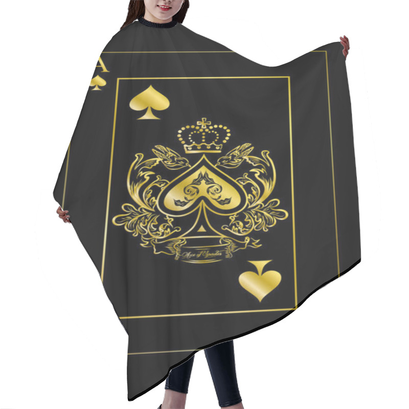 Personality  The Spades Ace Gold Hair Cutting Cape