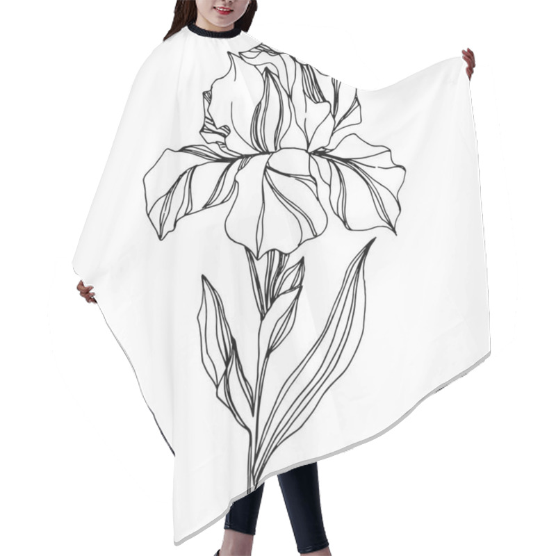 Personality  Vector Iris Floral Botanical Flower. Wild Spring Leaf Wildflower Isolated. Black And White Engraved Ink Art. Isolated Iris Illustration Element On White Background. Hair Cutting Cape