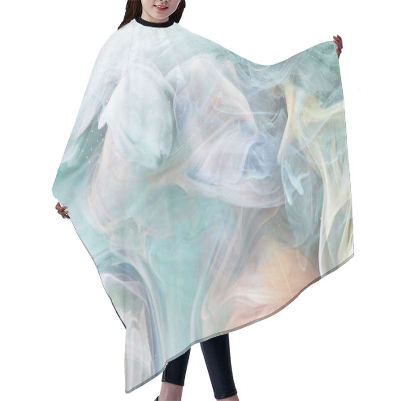 Personality  Multicolored Abstract Smoke Background. Mix Alcohol Ink, Creative Liquid Art Mock-up With Copy Space. Acrylic Paint Waves Underwater Hair Cutting Cape