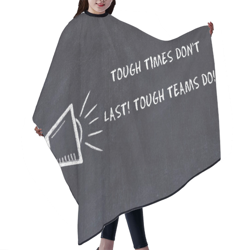 Personality  Chalk Board Sketch With Loudspeaker And Handwritten Short Motto Hair Cutting Cape