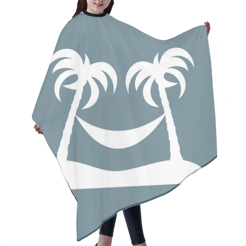 Personality  Stylized Icon Of Rest In A Hammock Under Two Palm Trees Hair Cutting Cape