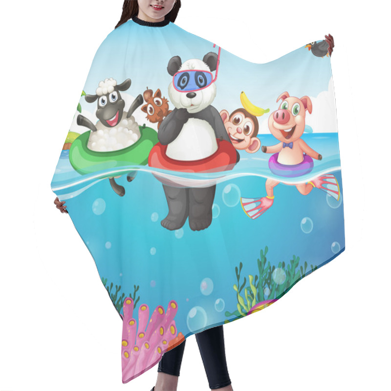 Personality  Animals And Ocean Illustration Hair Cutting Cape