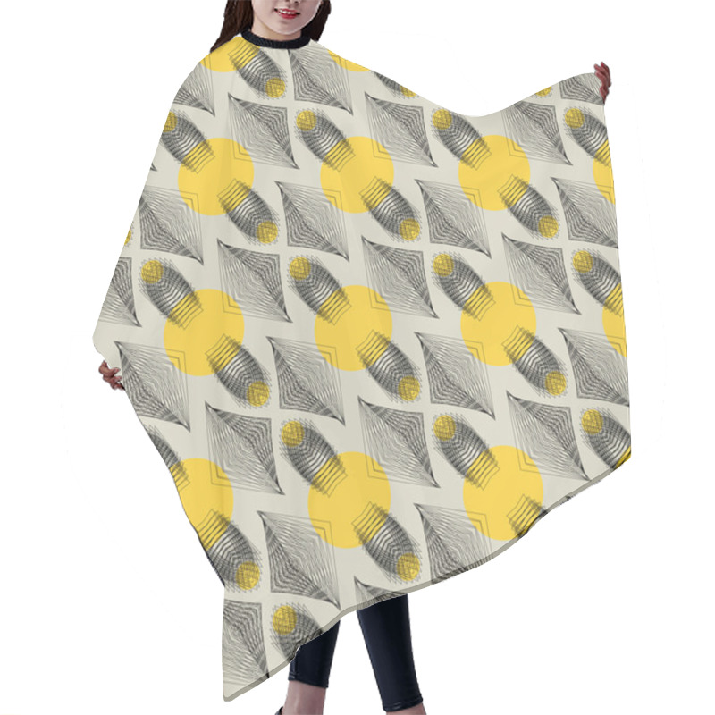 Personality  Retro Vector Pattern With Graphic Spaceships Hair Cutting Cape