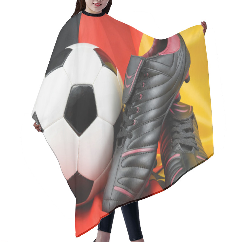 Personality  Soccer Ball And Shoes On German Flag Hair Cutting Cape